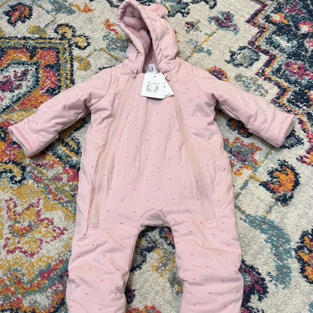 GAP Baby Pink Heart Snowsuit